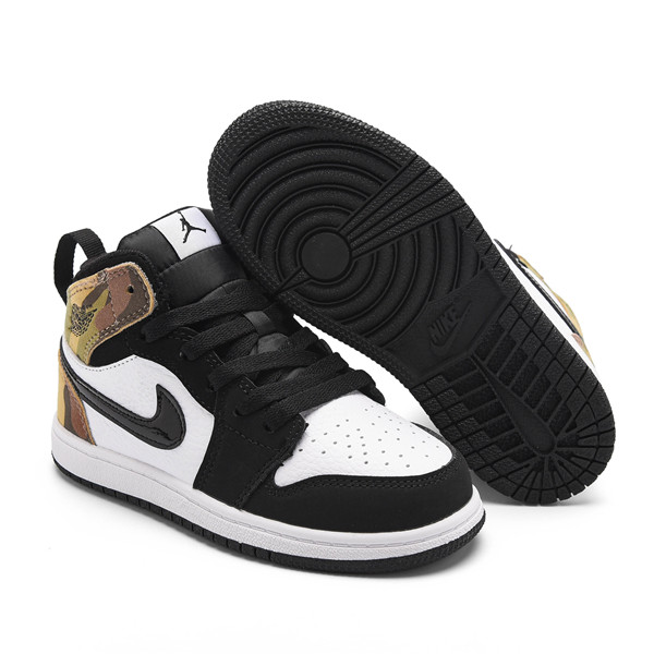 Youth Running Weapon Air Jordan 1 Black/White Shoes 008